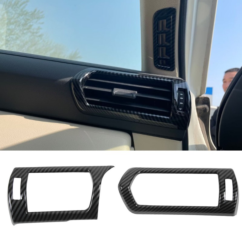 2pcs Air Conditioner Vent Outlet Trim Cover Carbon Fiber Interior