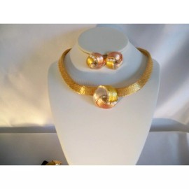treasuresbyevieus.etsy.com Tri color gold 4 pc necklace set, wedding bridal MOB prom party evening necklace