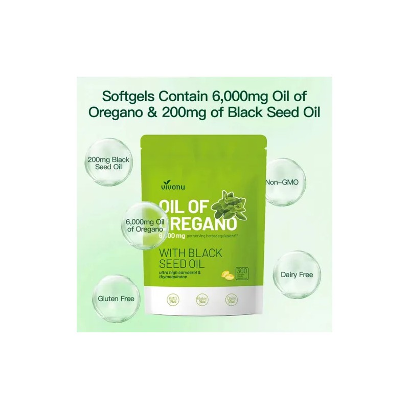 Aceite De Orégano 300cápsulas Con Aceite De Semilla Negra