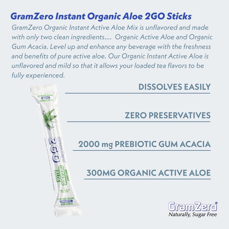 GramZero 2GO Sticks - Organic Aloe: Unflavored, Great for Nutrition