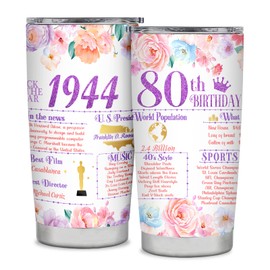 Sighdorm - Regalos de 80 cumpleaños para mujer, regalo de 80 cumpleaños, regalo de cumpleaños para mamá, abuela, decoración de cumpleaños 80 años en 1944, vaso de viaje, 20 onzas
