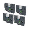 4Pcs Label Tape 12mm Waterproof Black On White Label Maker