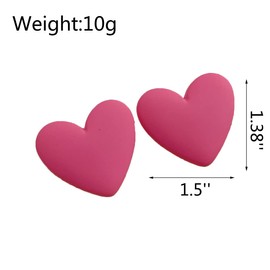 Candy Color Multicolor Heart Peach Acrylic Earrings Resin Big Love Eardrop Large Peach Drop Heart Statement Earrings for Women Jewelry Gift-G rose red