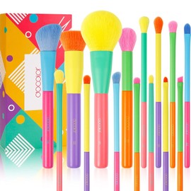 docolor 15PZS Colorido Pinceles de Maquillaje de Regalo Prima Sintética Kabuki, La Cara en Polvo Mezcla de Fundación, Corrector, Sombra de ojos, Arco iris- Dream of Color