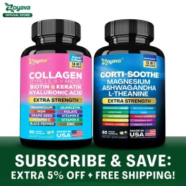 Shining Serenity Set - Zoyava Collagen & Cortisol All-in-One Multivitamin Combo - Made in USA with Extra Strength Ingredients
