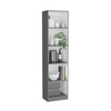FocusOnHome Bookcase Compact Bookshelf with Multiple Shelves, Matt Gray/White