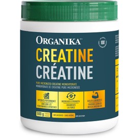Organika Canadian-Made Creatine Powder- Pure Micronized Creatine Monohydrate - Helps Build Lean Muscle, Increase Strength, and Improved Recovery and Performance for Men and Women - 500g, 100 servings