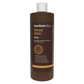 Furniture Clinic Wood Stain | Multiple Finishes | Fast Drying | Indoor and Outdoor Furniture and More | Water Based, Low Odor, Non-Toxic | Polyurethane| Grey (17oz / 500ml)