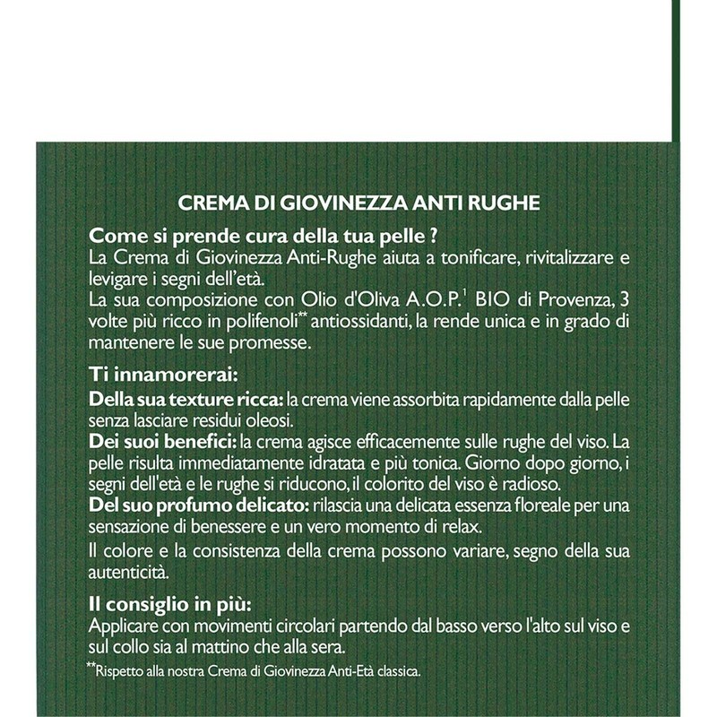 Tesori di Provenza Organic Anti-Wrinkle Face Cream with Organic Olive