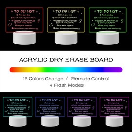 Acrylic Dry Erase Board with Light, Message Board DIY Acrylic Lamp, Led Note Board Remote Control/16 Colors Change/2Powers Mode Night Light Board, Christmas Valentine's Birthday Mother's Day DIY Gift