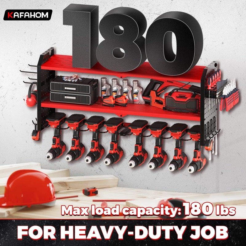 KAFAHOM Power Tool Organizer, Large 8 Drill Holder Wall Mount