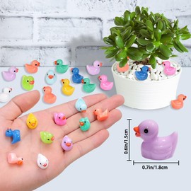 JOISHOP 120pcs Mini Ducks, 10 Colors Resin Tiny Ducks Little Plastic Ducks Small Ducks Bulk for Aquarium Dollhouse Fairy Garden Landscape Decor