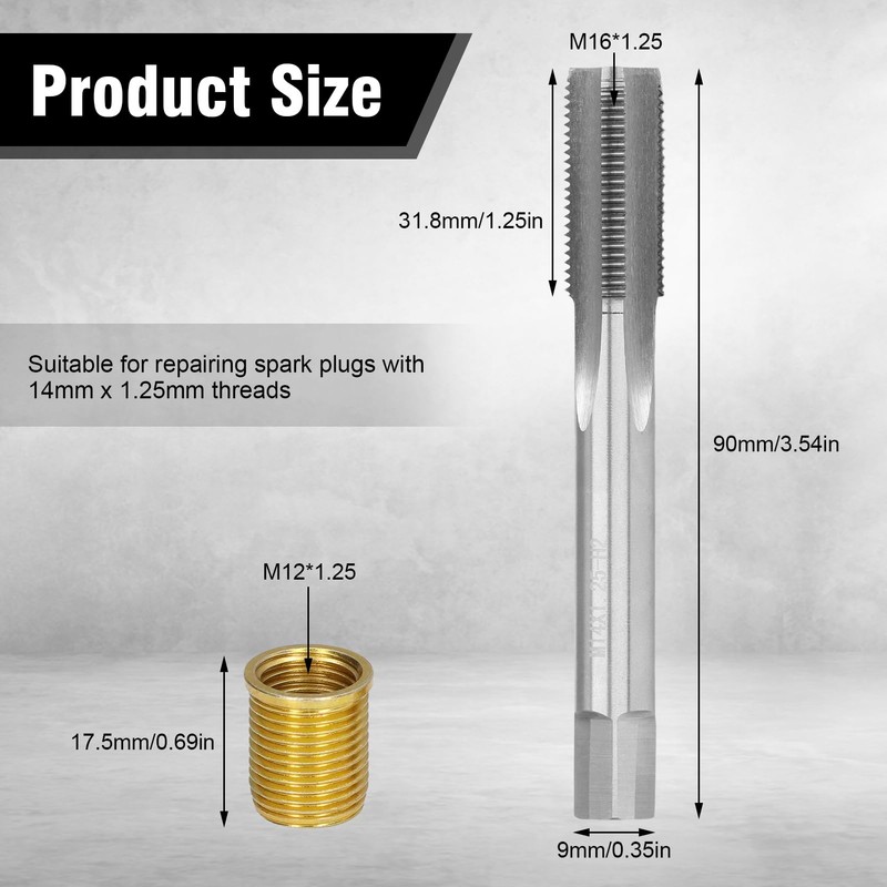 Spark Plug Thread Repair Tool, M12 x 1.25 Inserts and