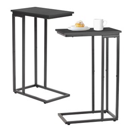 fusehome C-Shaped End Table, TV Tray Set of 2, Couch Side Laptop Desk, for Living Room, Bedroom, Small Spaces, Black, 2 Pack