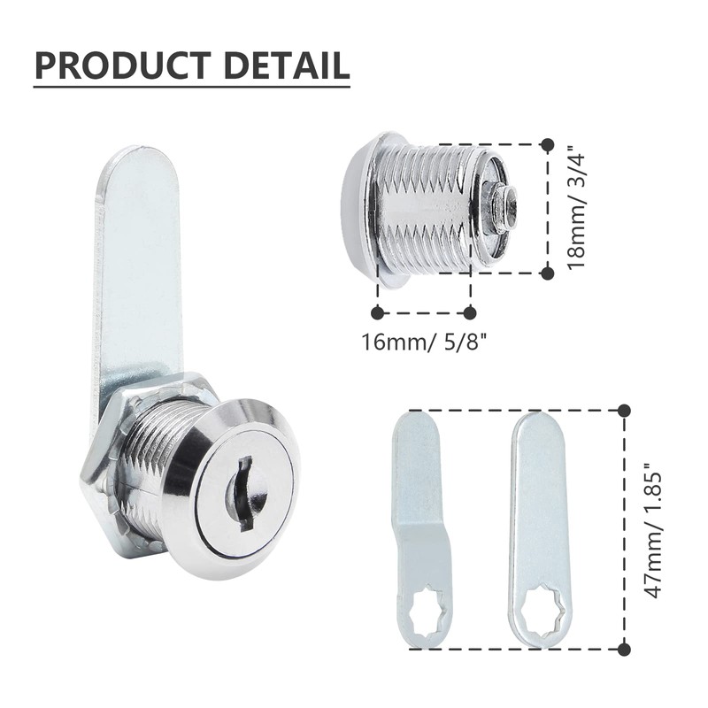 Uenhoy 6 Pack Cam Locks Keyed Alike, 5/8" (16mm) Set