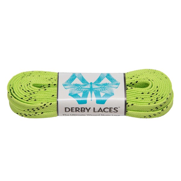 Derby Laces Lime Green 108 Inch Waxed Skate Lace for Roller Derby, Hockey and Ice Skates, and Boots