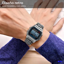 Relojes Mayoreo Vintage Retro Digital A168 Correa Metal Color de la correa Plateado