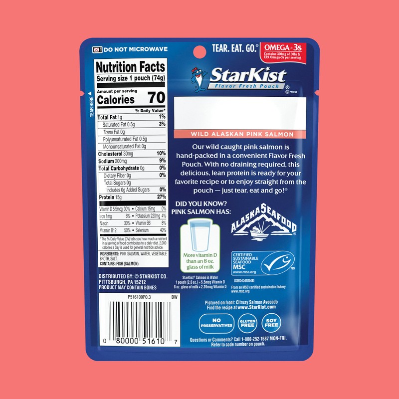 StarKist Wild Pink Salmon - Boneless, Skinless - 2.6 oz