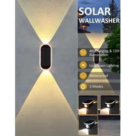 BlueYang Solar Fence Lights Outdoor, 3000K/4000K/6000K 3 Modes Solar Wall Lights Outdoor Waterproof, Up&Down Dual-Head Outdoor Solar Lights for Yard House Fence Backyard Deck Garden Patio Porch, 6 PK