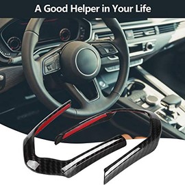 Keenso 2Pcs Steering Wheel Cover Trim, Auto Car Interior Steering Wheel Trim Steering Wheel Decoration Cover Frame for F20 F22 F30 F32 F10 F06 F15 F16(Carbon Fiber)