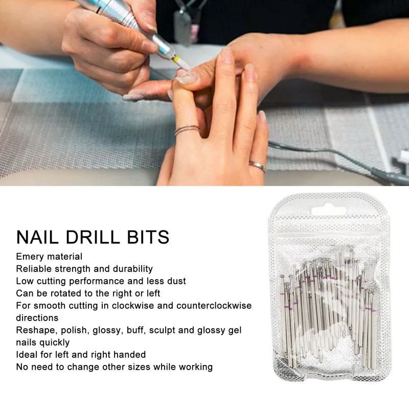 50pcs Nail Drill Bits Rotatable High Strength Emery Gel Nail