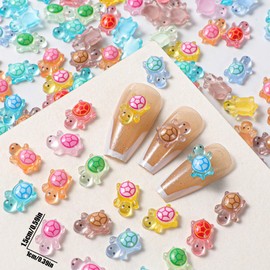ネイルパーツ 動物 カメ 100個セット 3d 立体 可愛い おしゃれ 亀 海の生き物 アニマル カラフル デコパーツ 夏 ネイルアート レジンパーツ ジュエリーパーツ DIY 手芸素材