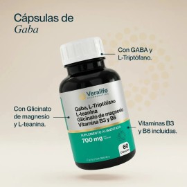 Suplemento Nutricional VeraLife con L-Triptófano, Gaba y Magnesio para Bienestar y Energía