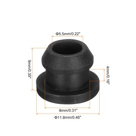 sourcing map 20Pcs Snap Rubber Grommet Plug Mount Dia 8mm ID 5.5mm Seal Anti-Scratch for Electrical Box Cable Pipe Black