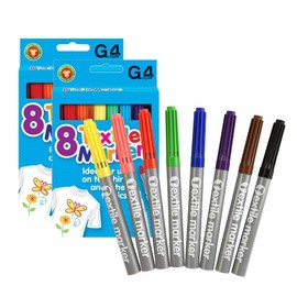 G4GADGET 32 x Quality Colored Fabric Markers T Shirt Pens Fabric Pens Marker Pen Textile Markers 4.8mm Bullet Tips