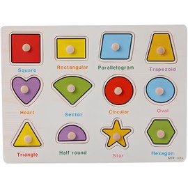 Shapes Puzzle Wooden for Toddlers 3+ Years Old - Montessori Educational Shape Toy with Sorting Board & Colorful Blocks - Preschool Learning Toy for Boys & Girls - Color & Shape Recognition