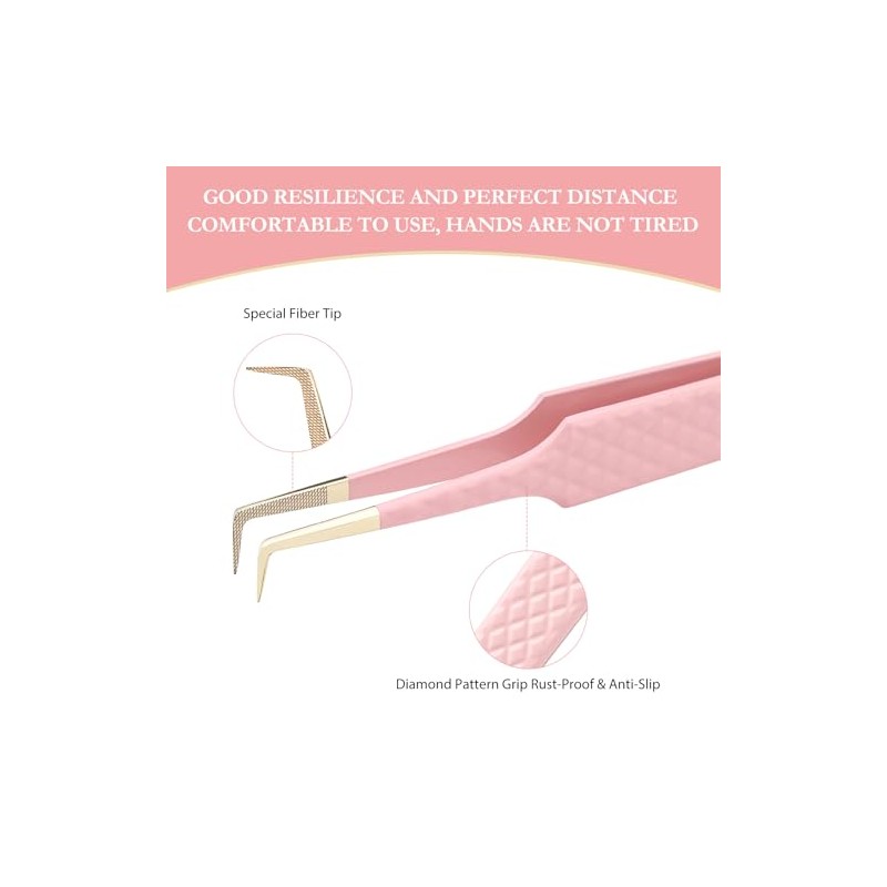 3 Pcs Precision Fiber Tip Lash Tweezers Set for Eyelash