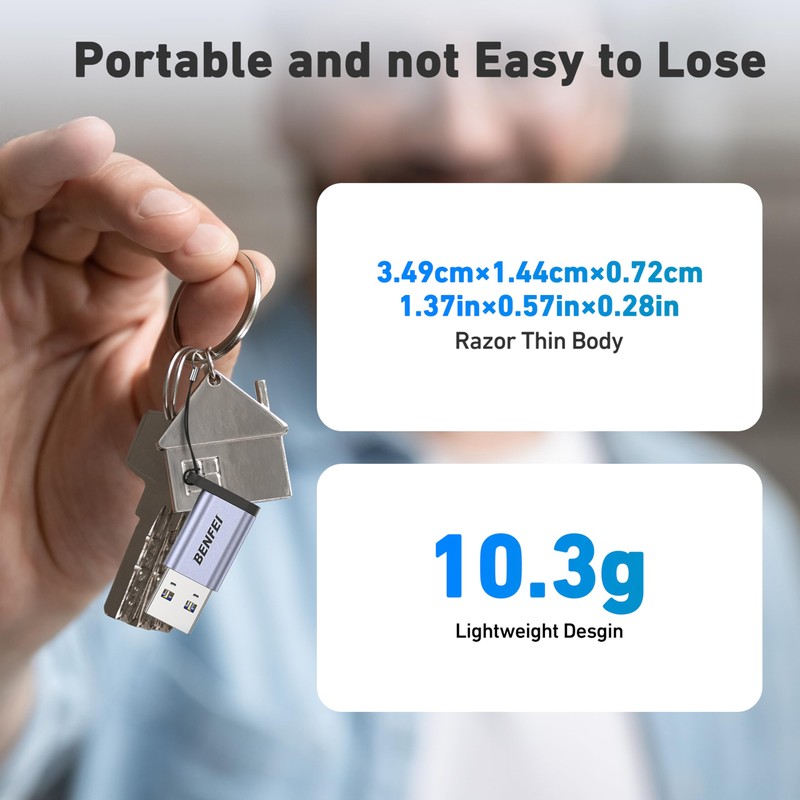 BENFEI 10Gbps USB Type-A to USB-C Adapter(2 Pack, Male to