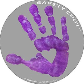 Safety Spot Magnet - Kids Handprint for Car Parking Lot Safety - Gray Background (Purple)