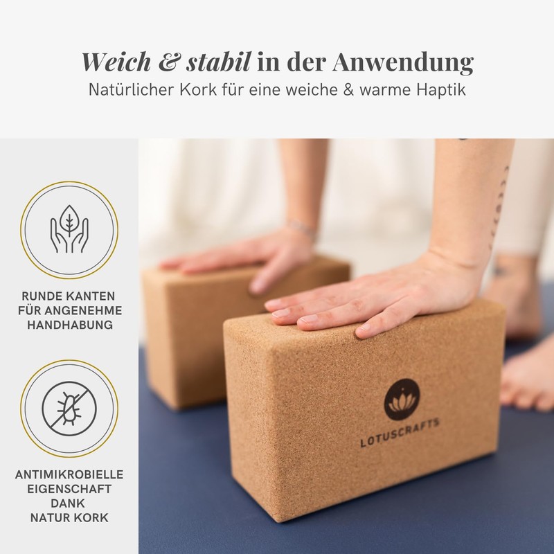 Lotuscrafts Yoga Block Cork Supra Grip – Ecologically Made –