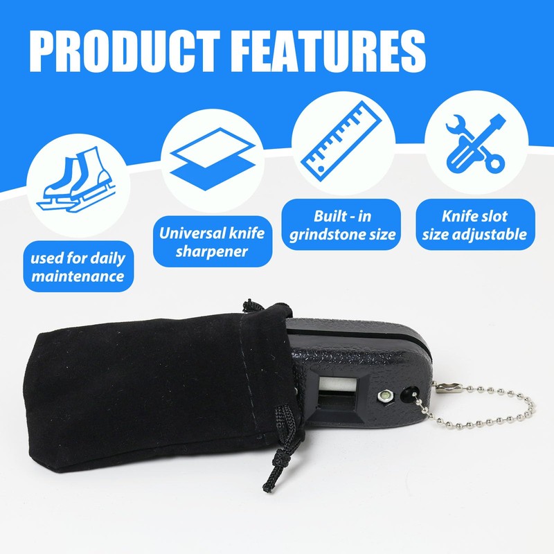Ice Skates Blade Sharpener Portable Adjustable Width with Storage Bag,