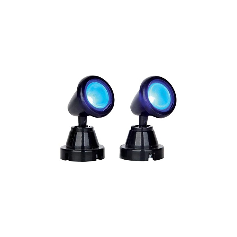 Lemax Village Collection Round Spot Light Blue Set of 2