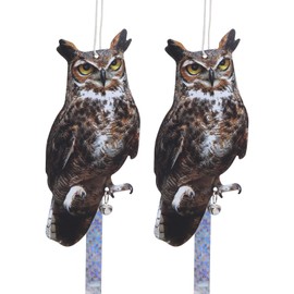 Bird Scarer, 2 Pieces Fake Owl Hanging Owl to Keep Birds Away Reflective Hanging Bird Decoration to Keep Birds Away from the Garden Patio Window