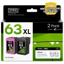 63 Compatiable Ink Cartridge 2 Pack for HP63 use for HP OfficeJet 3830 4650 5200 DeskJet 1112 2130 3630 Envy 4510 4520 Series