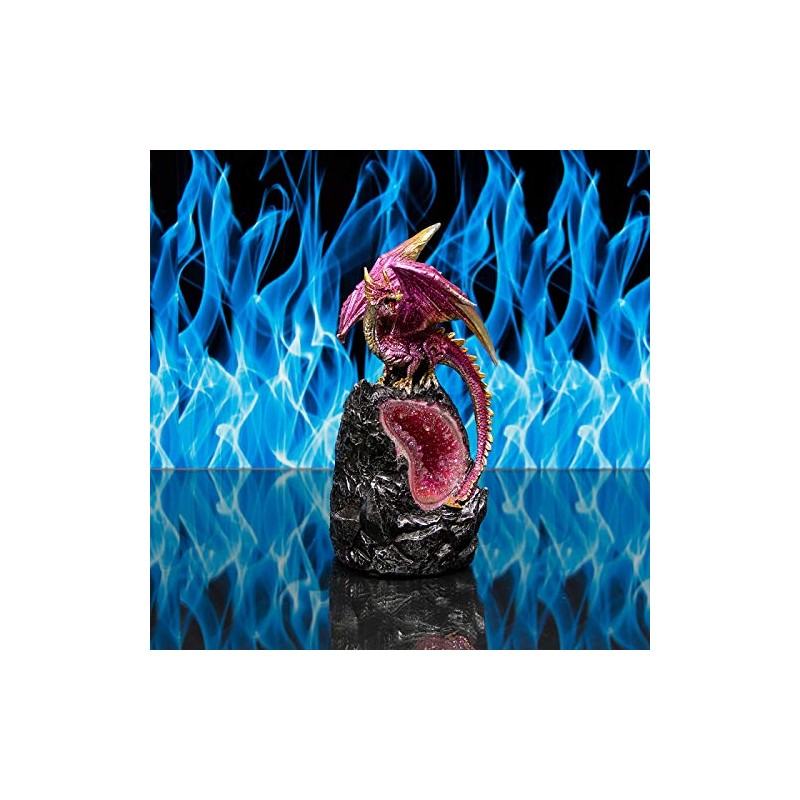 The Leonardo Collection Pink Dragon LED Light Up on Stone