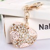 Love Heart Rose Flower Crystal Charm Pendant Purse Bag Key