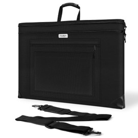 JusArt Art Portfolio Bag, 18x24 Foldable Light Weight Portfolio Folder Case with Adjustable Shoulder Strap, Leather Corners, Waterproof Art Bag for Artists and Students for Artwork, Poster, Sketching