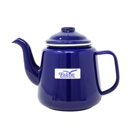 STEELEX 1.5L Enamel Teapot Blue & White Rim Gas Electric Hobs Compatible Induction Safe