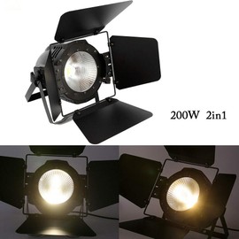 Stage Light with Barn Doors 200W COB DMX512 Cool & Warm White DJ Par Light Professional DJ Show Performance Dance Party Light for Theatre Uplight Effect Concert Church Stage Spotlight