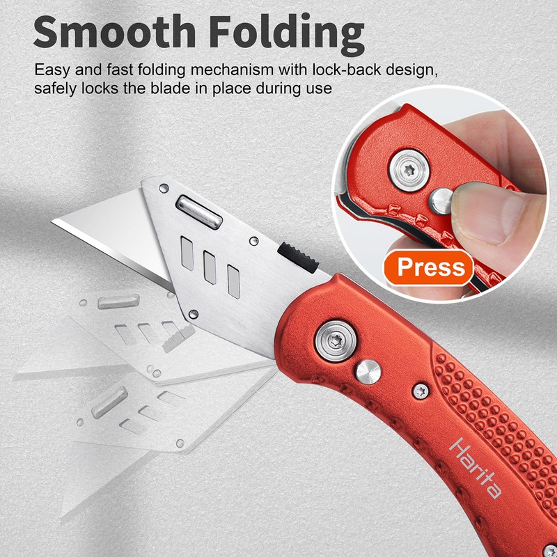 Folding Box Cutter Heavy Duty Utility Knife, Razor Knife, Lightweight