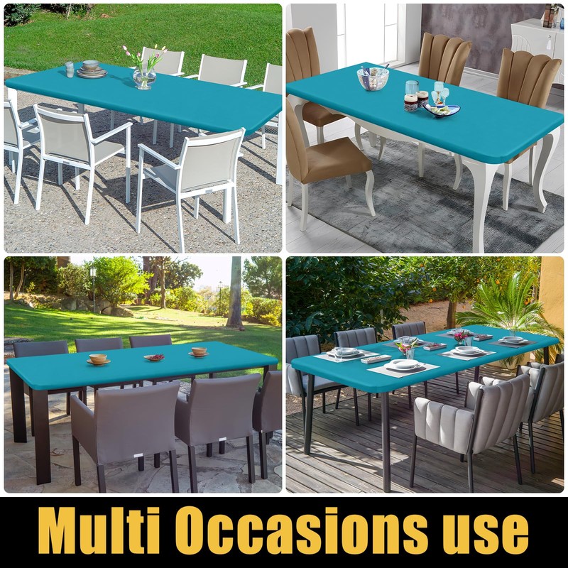 Smiry Rectangle Picnic Table Cloth, Waterproof Elastic Fitted Tablecloths for