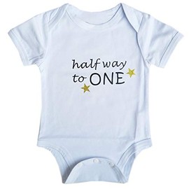 Kirei Sui Baby Half Way to One 1/2 Birthday Bodysuit M Navy Blue