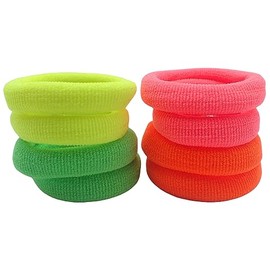 Topkids Accessories Small Mini Baby Hair Ties Seamless Small Elastic Hair Ponios Ponytail Holders Hair Bands Hair Bobbles For Baby, Kids, Girls, Toddler, Children (Neon 8pc, 2.5cm)