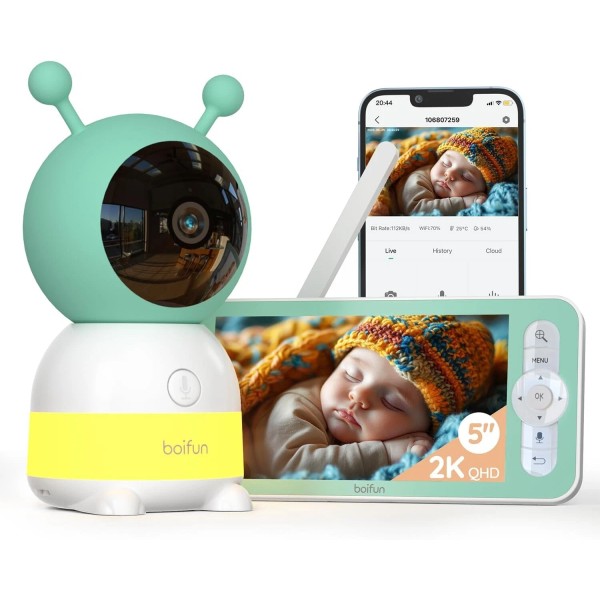 BOIFUN WiFi 2K Baby Monitor with Colorful Night Light, Smart