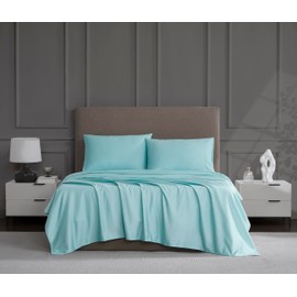 Linen Closet Luxury Cotton 1200 Thread Count Hotel Luxury 4-Piece Sheet Set, Full, Aqua