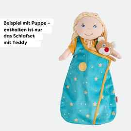 HABA Dream Beautiful Doll Sleeping Set - Doll Sleeping Bag with Mini Teddy for 30 cm Dolls, Washable at 30 °C, for Children from 18 Months - 2011907001